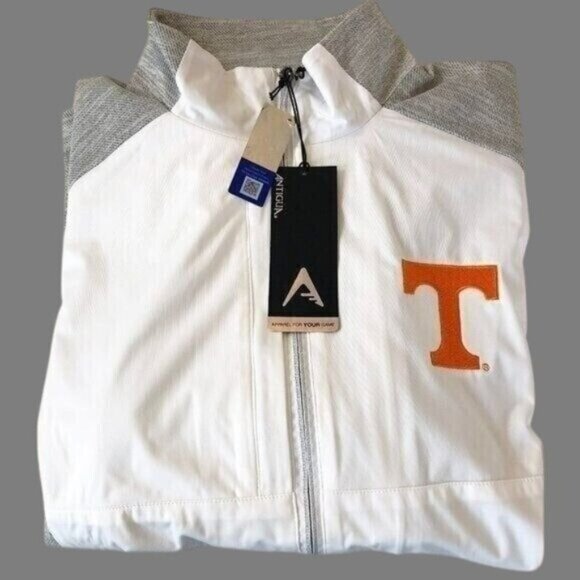 Tennessee Vols White & Gray Full-Zip Jacket With Orange T Logo By Antigua - Picture 1 of 2